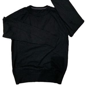 Black Merino Wool Crewneck Sweater—UNISEX (Size S-M)